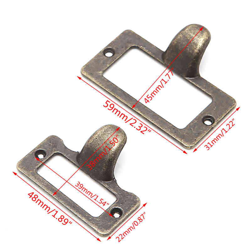 6x Handle File Name Card Cabinet Label Holder Antique Brass Load Frame 40JA