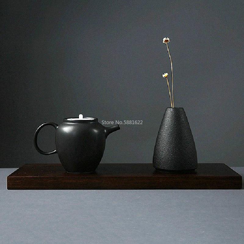 Modern 8 Style Black Ceramic Flower Arrangement Small Vase Home Decoration Tabletop Ornament Crafts Vases