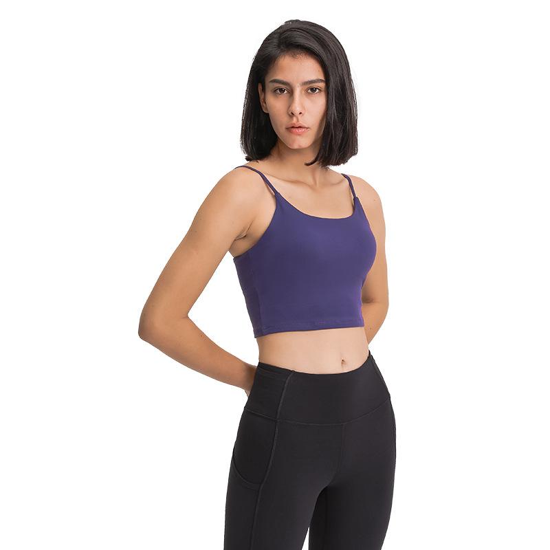 533286233 L-83A Solid Color Women Yoga Bra Shirts Sports Vest Fitness Outfits Underwear with Removable Chest Pads Breathable Soft Sweat-Wicking Lady T