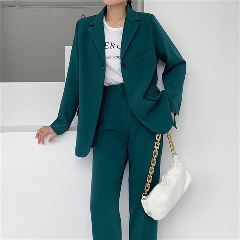 Elegant 2 Pieces Set Women Pant Suits Single Button Jacket & High Waist Loose Pants Autumn Stylish Blazer Suit 210603, Picture color
Elegant 2 Pieces Set Women Pant Suits Single Button Jacket & High Waist Loose Pants Autumn Stylish Blazer Suit 210603, Picture color