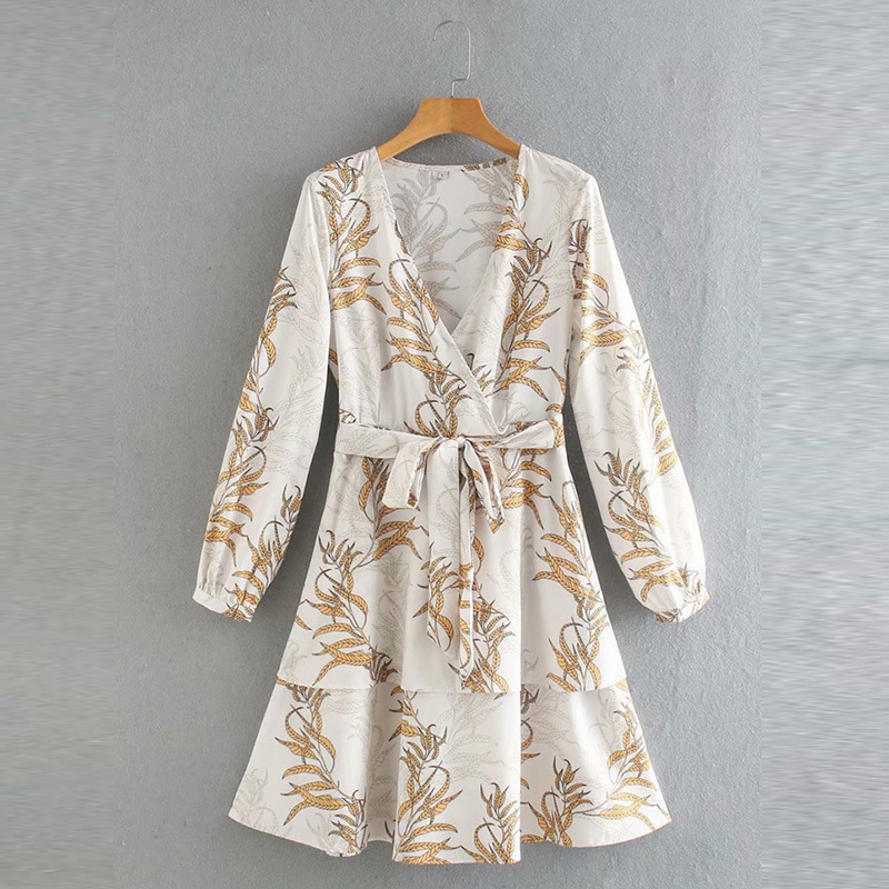 Spring Floral Long Sleeve Dress For Women V neck Cascading Ruffles Knee Length Elegant Party Clubwear With Sash 210525, Yellow
Spring Floral Long Sleeve Dress For Women V neck Cascading Ruffles Knee Length Elegant Party Clubwear With Sash 210525, Yellow
