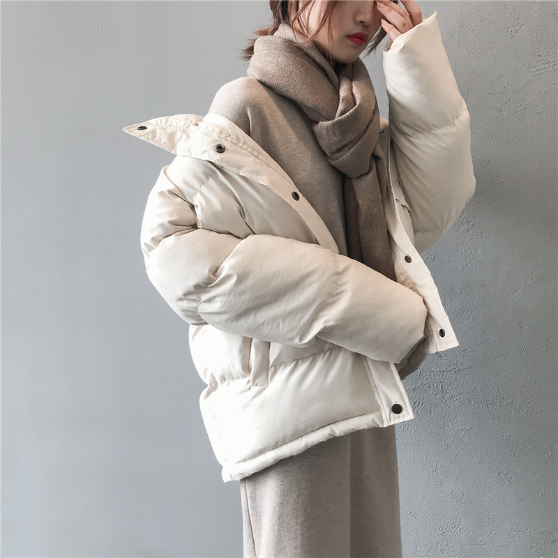 Winter Solid Women Parkas Fashion Long Sleeve Stand Collar Jacket Casual Warm Single-breasted Female Coat Loose Outwear Jackets 210515