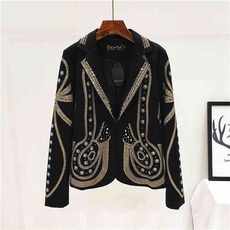 BOHO Fashion Diamonds Jacket Woman Vintage Chic Rivet Black Long Sleeve Coat Bling Notched Collar Female High-end 210603
BOHO Fashion Diamonds Jacket Woman Vintage Chic Rivet Black Long Sleeve Coat Bling Notched Collar Female High-end 210603