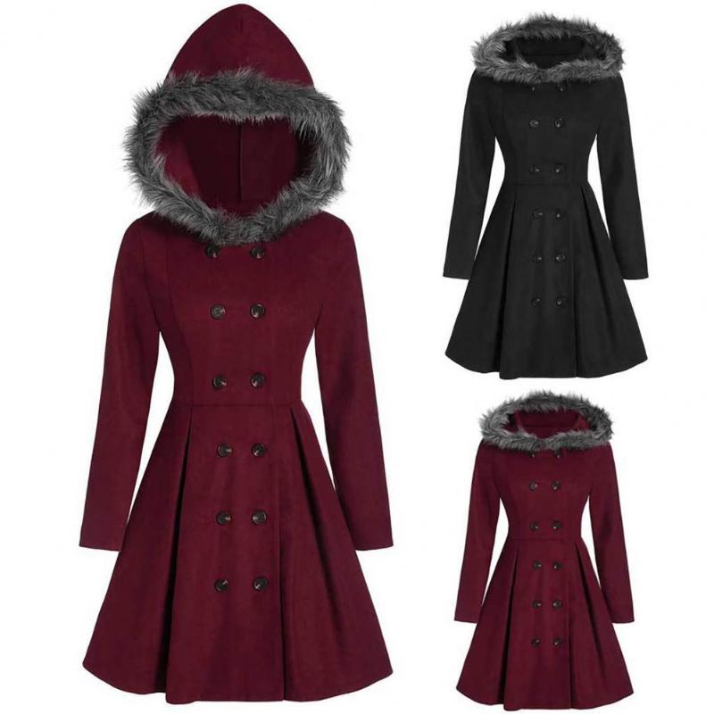 Women's Wool & Blends Dress Large Hem Double Breasted Winter Coat Thick Women Autumn Plush Hooded Solid Color Elegant Outerwear, Black
Women's Wool & Blends Dress Large Hem Double Breasted Winter Coat Thick Women Autumn Plush Hooded Solid Color Elegant Outerwear, Black
