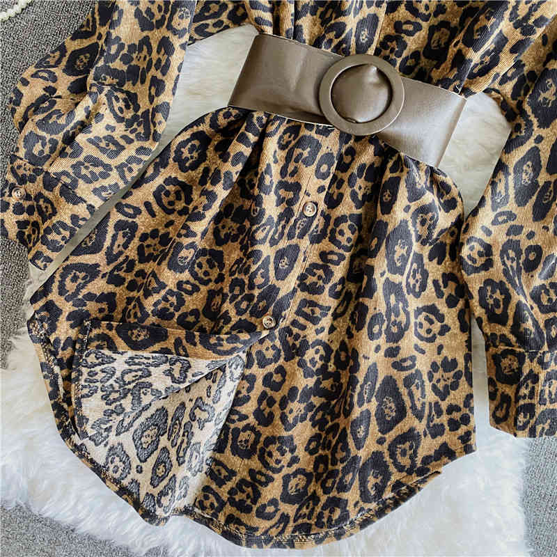 Nomikuma Korean Corduroy Women Medium-long Blouse Belt Slim Waist Elegant Blusas Femme Spring New Shirt Coat 6E217 210427