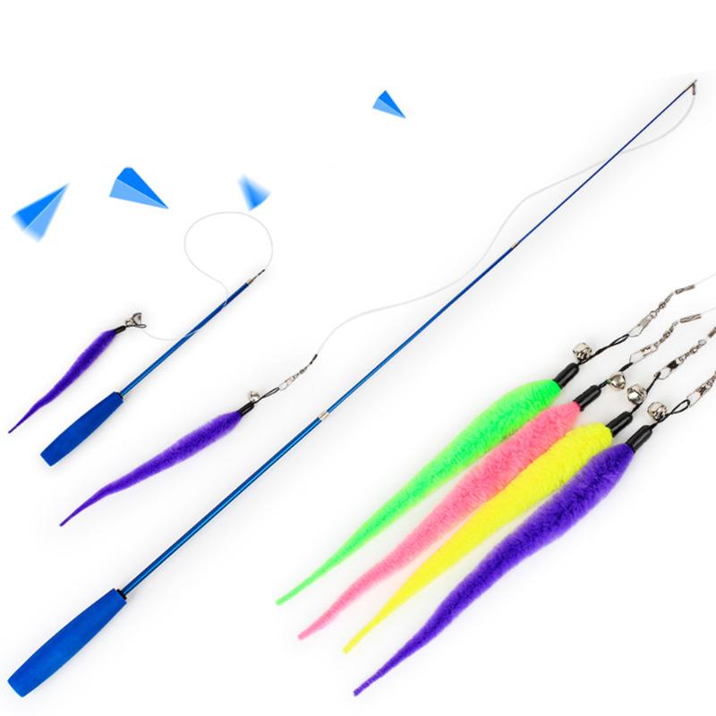 95cm Worms Shape Funny Safe Anti Scratch Biting Rod Nontoxic Exercise Soft Bells Interactive Toy Cat Teaser Pouncing Chasing Toys
