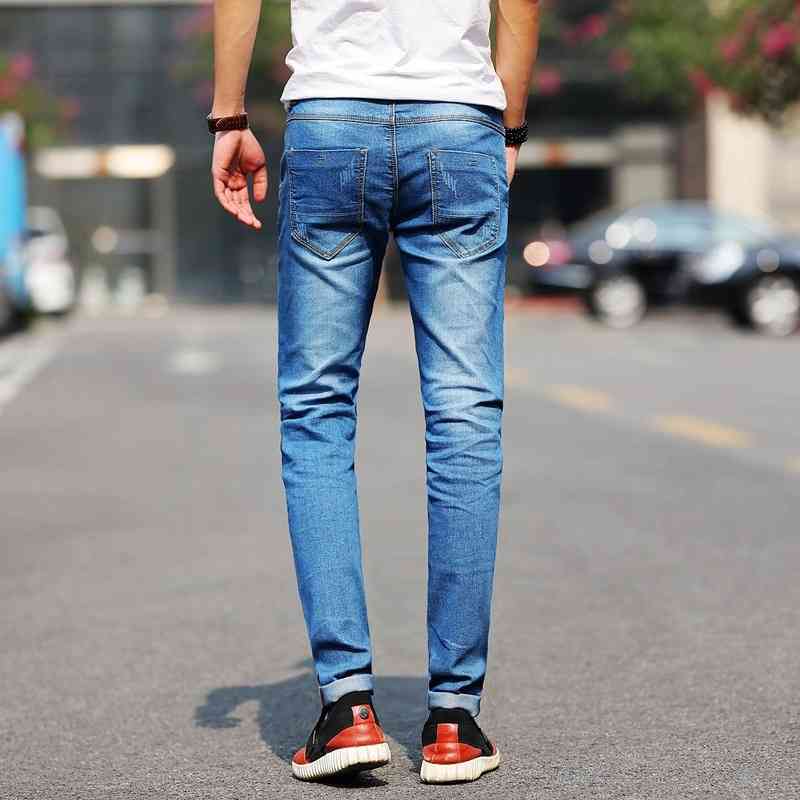 Skinny Men Fashion Stretch Casual Biker Green Denim Trousers Slim Fit Black Blue Cowboy Male Jeans Pants 210331
