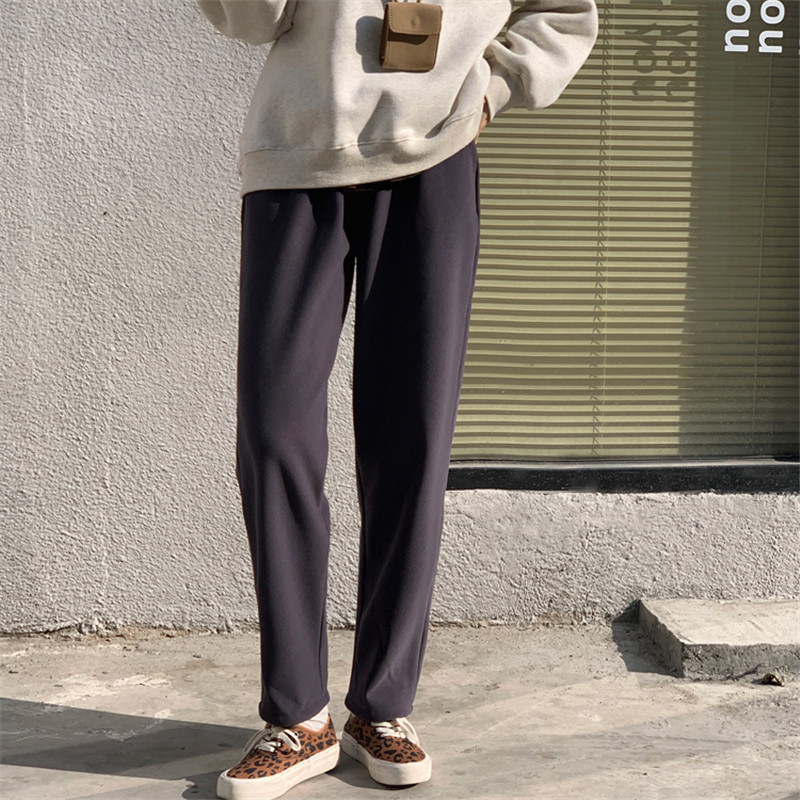 OL Minimalist Elastic High Waist Thick Plus Velvet Harem Pants Women Autumn Winter Casual Straight Trousers 210421