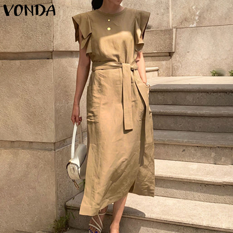 VONDA Sexy Sleeveless Summer Dress Ruffle Maxi Long Dress With Belt 2021 Women Bohemian Sundress Party Vestido Plus Size Robe, Black
VONDA Sexy Sleeveless Summer Dress Ruffle Maxi Long Dress With Belt 2021 Women Bohemian Sundress Party Vestido Plus Size Robe, Black