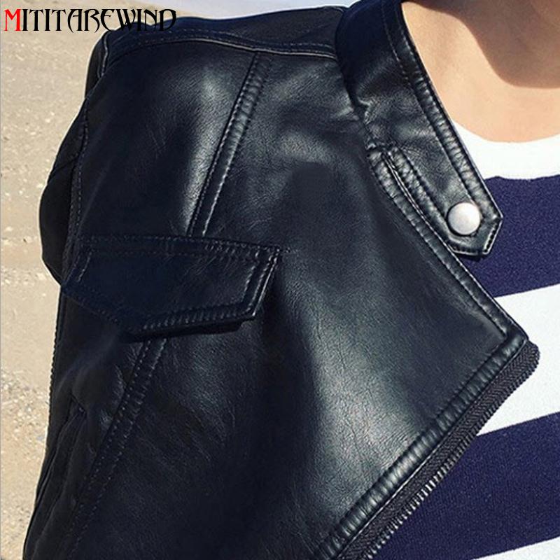 Women's Leather Faux Motorcycle PU Jacket, Spring Fall Slim Fit Short Coat B4