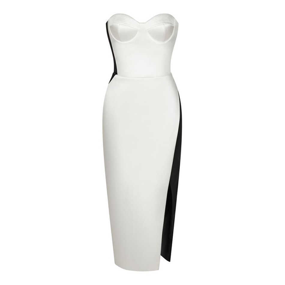 Summer Women's White Tight Bandage Dress Sexy Sleeveless Club Celebrity Runway Party Halter Midi 210525