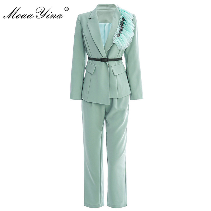 Fashion Designer Suit Spring Autumn Women Long sleeve Crystal Tops+3/4 pants Two-piece set 210524, Mint
Fashion Designer Suit Spring Autumn Women Long sleeve Crystal Tops+3/4 pants Two-piece set 210524, Mint