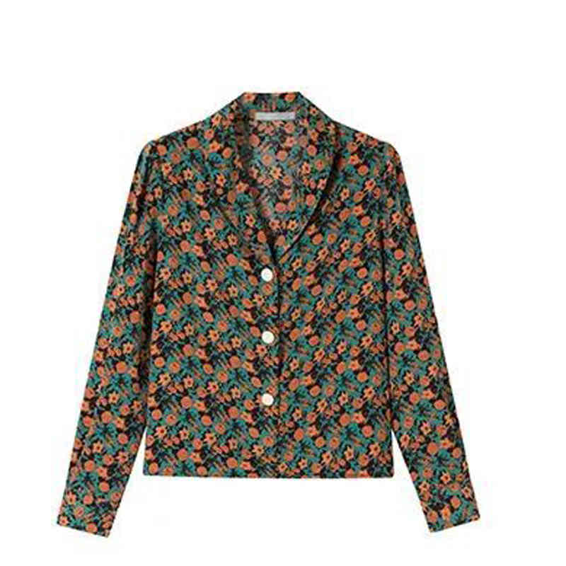 Spring Chic Korean style Long Sleeve Women Blouse Floral Button Up Notched Collar Office Ladies Work Shirt Tunic Tops 210521