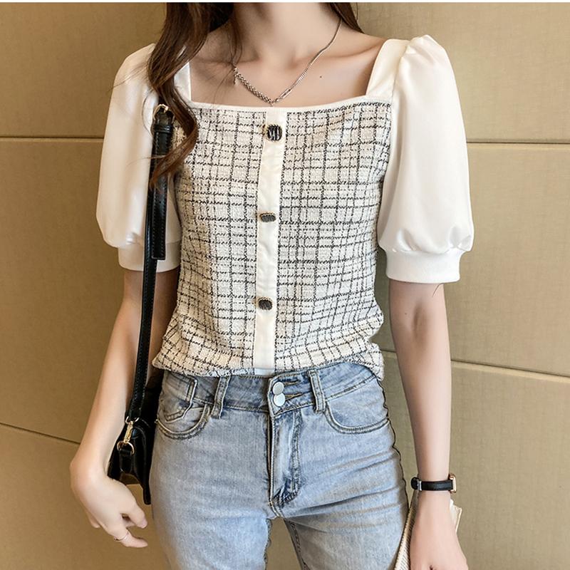 Women's Blouses & Shirts Chemisier Femme 2021 Summer Tops Vintage Woman Clothes Short Sleeve Chiffon Shirt Women Blouse Button Korean Style, White
Women's Blouses & Shirts Chemisier Femme 2021 Summer Tops Vintage Woman Clothes Short Sleeve Chiffon Shirt Women Blouse Button Korean Style, White