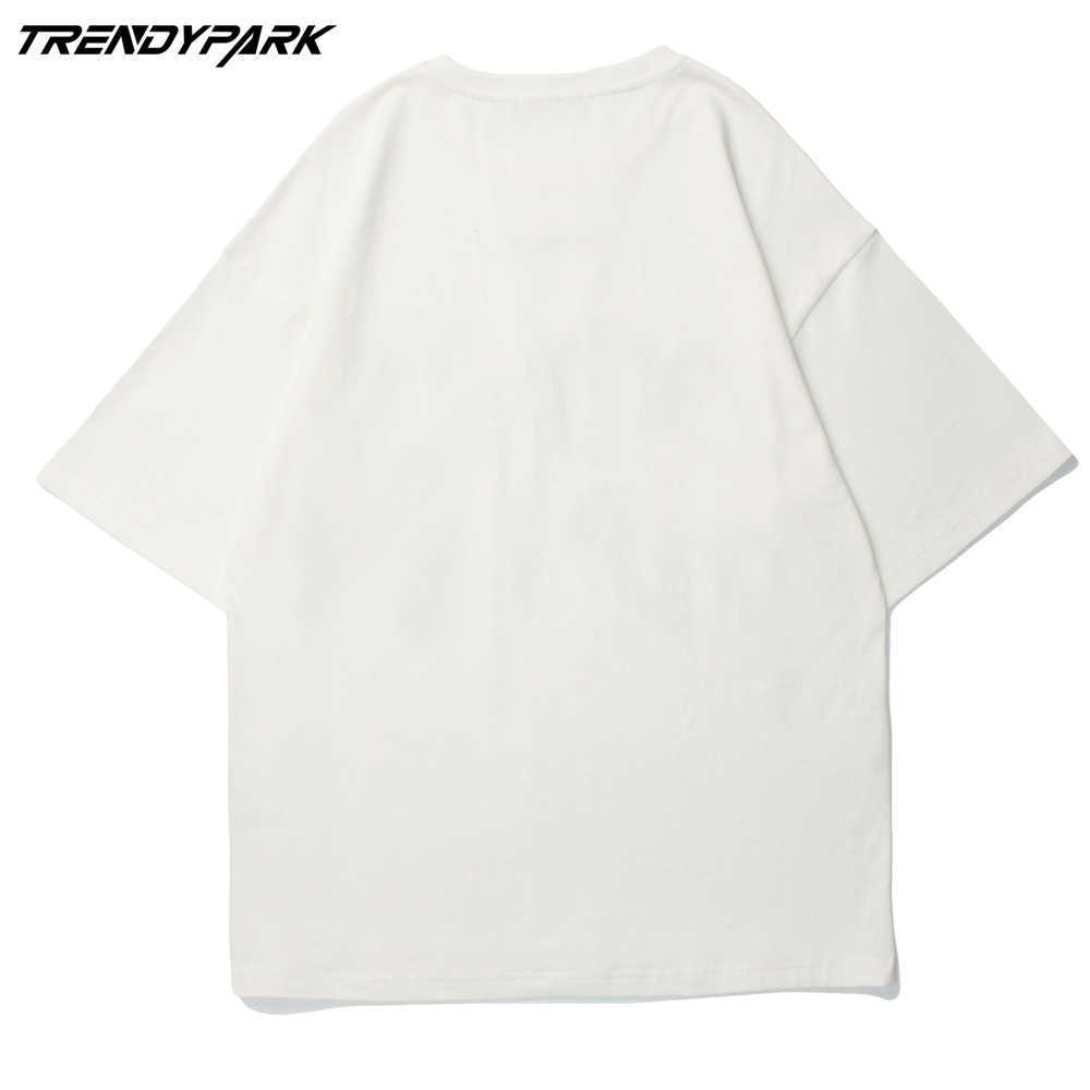 Men's T-shirt with Chain Letters Print Summer Short Sleeve Oversized Cotton Casual Harajuku Streetwear Top Tshirts Clothing Men 210601
