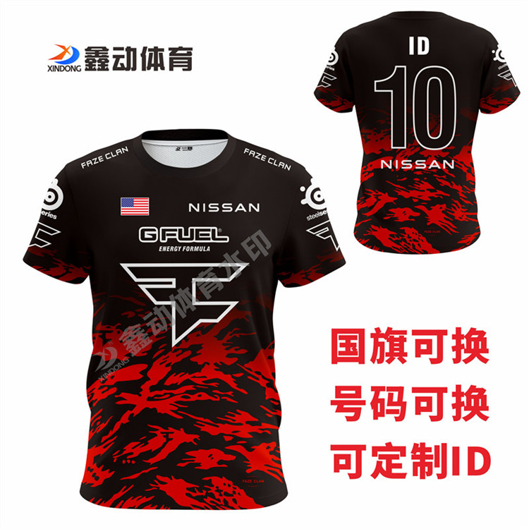 FaZe Team Uniform CSGO E-Sports Uniform Competition Chicken Eating 2019 FaZe Clan Short Sleeve T-shirt Niko Customizable Idsoccer Jersey от DHgate WW