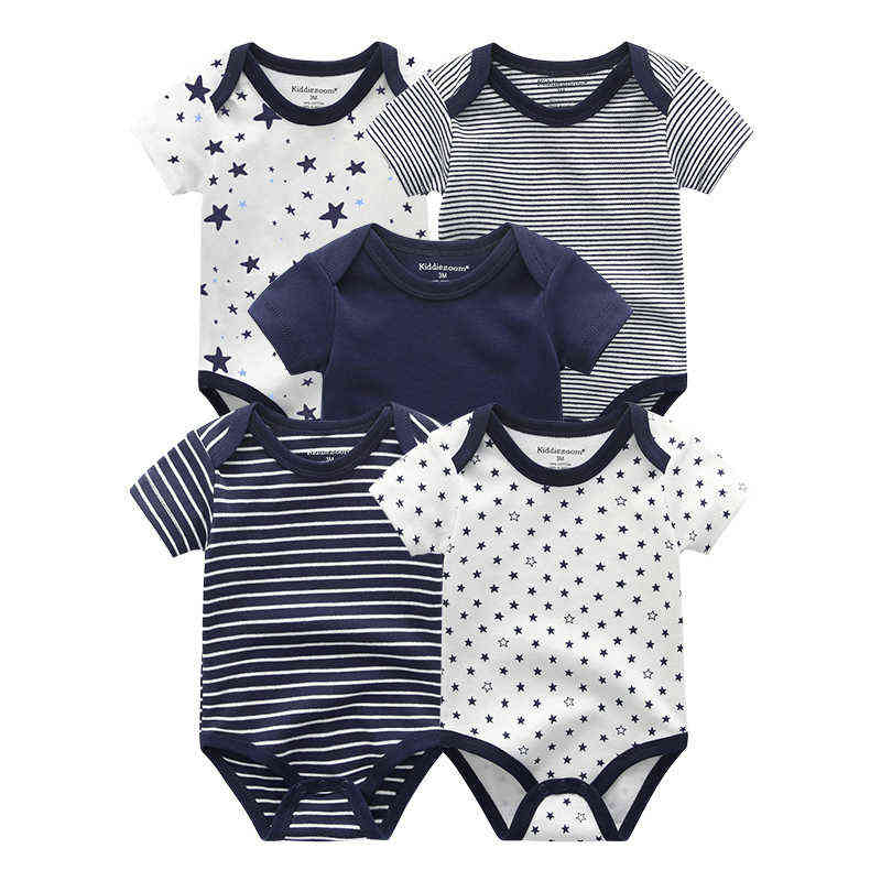 born Boy Clothes 5Pcs Star Print Infant Bodysuit Casual Baby Girl Summer Jumpsuits Set Kids Baby's Costumes ropa para bebes 211101