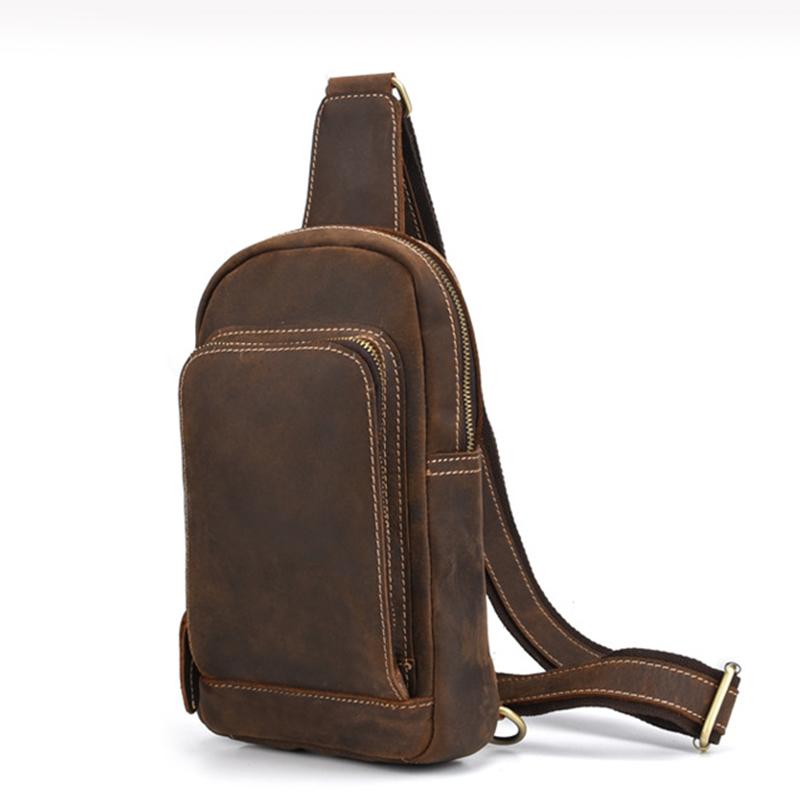 Backpack Men Single Rucksack Cross Body Messenger Chest Bag Retro Genuine Leather Sling Knapsack, Brown
Backpack Men Single Rucksack Cross Body Messenger Chest Bag Retro Genuine Leather Sling Knapsack, Brown