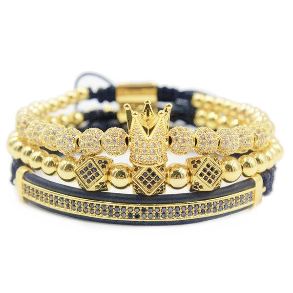 3pcs/set Men Bracelet jewelry crown charms Macrame beads Bracelets Braiding Man Luxury for women Gift Valentine's Day Christmas, Golden;silver
3pcs/set Men Bracelet jewelry crown charms Macrame beads Bracelets Braiding Man Luxury for women Gift Valentine's Day Christmas, Golden;silver