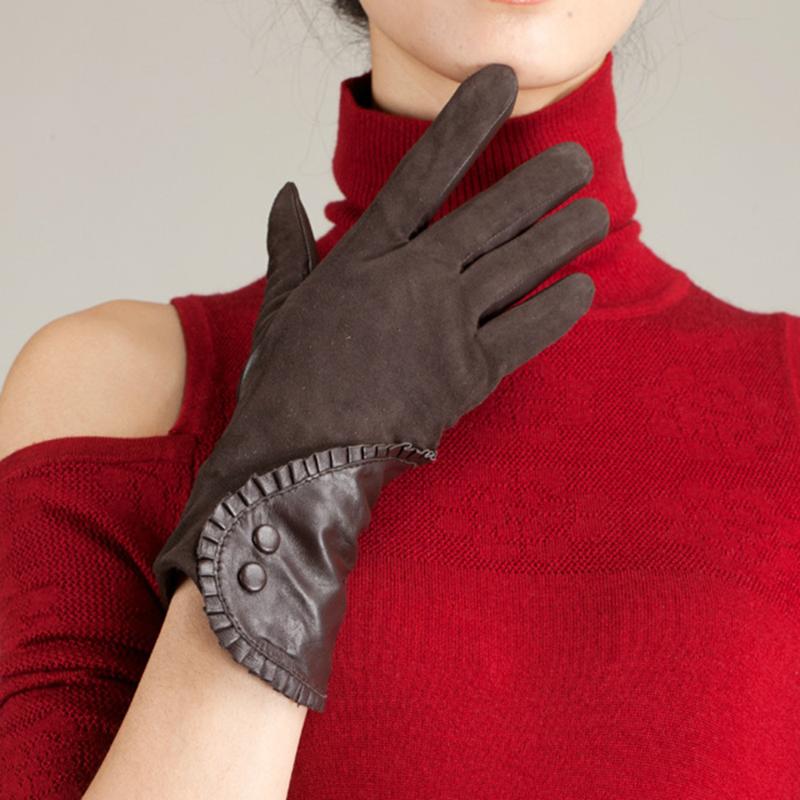Five Fingers Gloves Women's Genuine Sheepskin Leather Suede Lace Windproof Thermal Warm Female Elegant Ruffle Mittens High-end S2158
Five Fingers Gloves Women's Genuine Sheepskin Leather Suede Lace Windproof Thermal Warm Female Elegant Ruffle Mittens High-end S2158