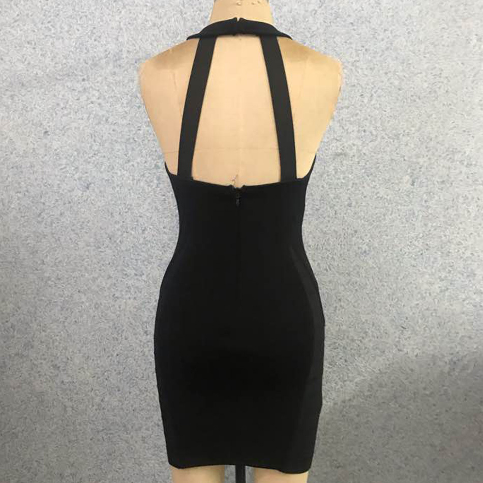 Women'S Sexy Mini Dress Strapless Halter Belt Hollow Celebrity Party Black Bandage Wholesale 210524