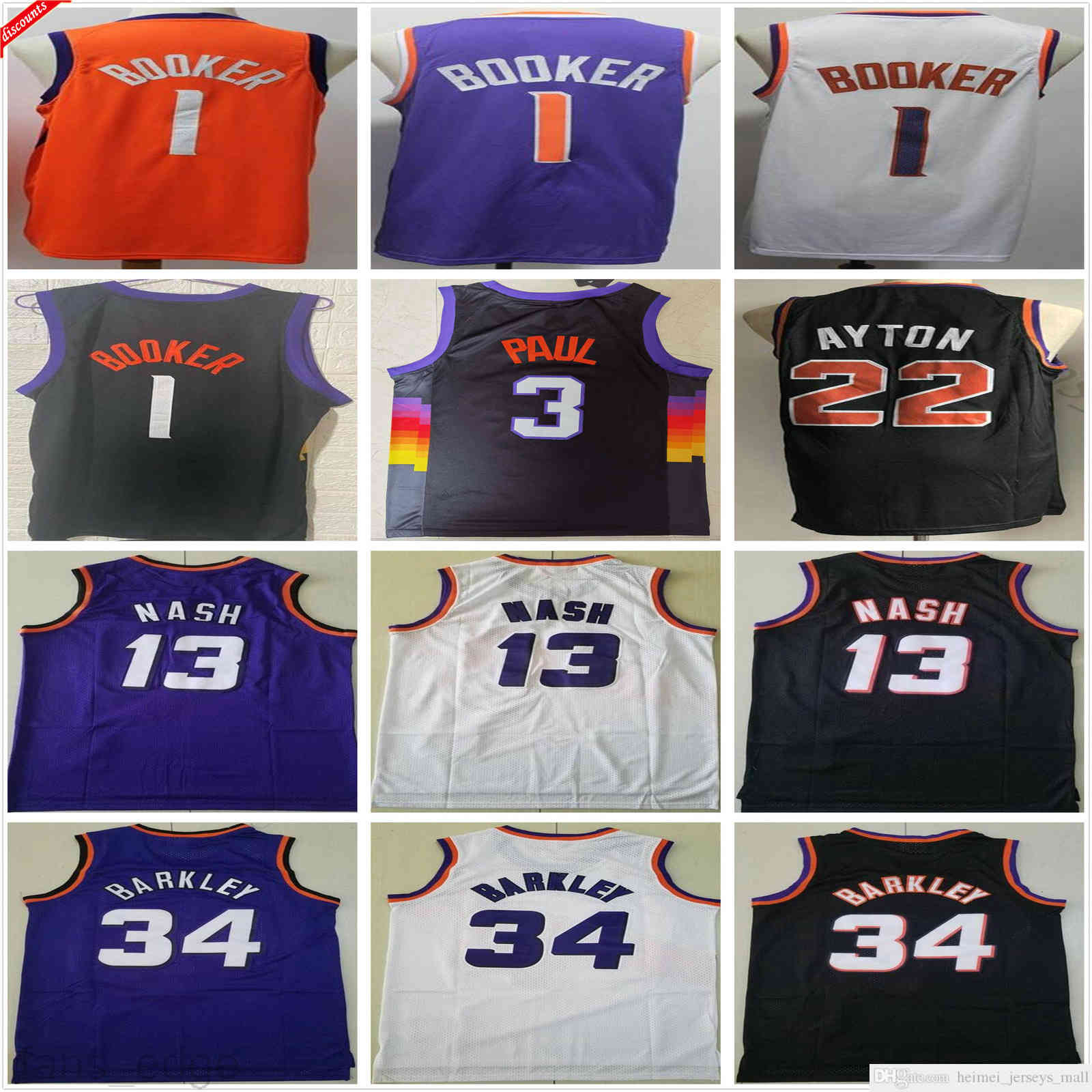 NCAA College Devin 1 Booker Jersey Chris 3 Paul DeAndre 22 Ayton Purple Black White Retro Steve 13 Nash Charles 34 Barkley Basketball Jersey, Black;red
NCAA College Devin 1 Booker Jersey Chris 3 Paul DeAndre 22 Ayton Purple Black White Retro Steve 13 Nash Charles 34 Barkley Basketball Jersey, Black;red