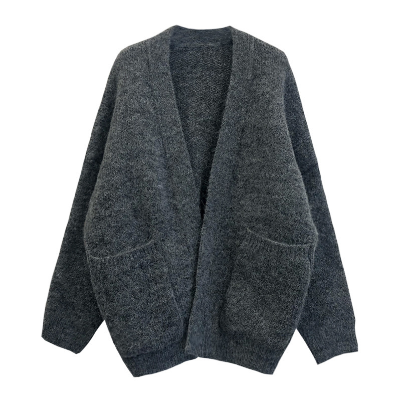 Korean Women Loose Cardigan Female chic thick Sweater Jacket Autumn Winter V-neck oversized knitted sweaters Coat 210422