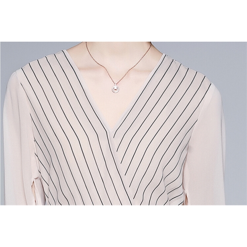 Arrival Fashion Stripes Sping Dress Women Chiffon Long Sleeve Vintage Slim Pleated Dresses Vestidos With Belt 210520