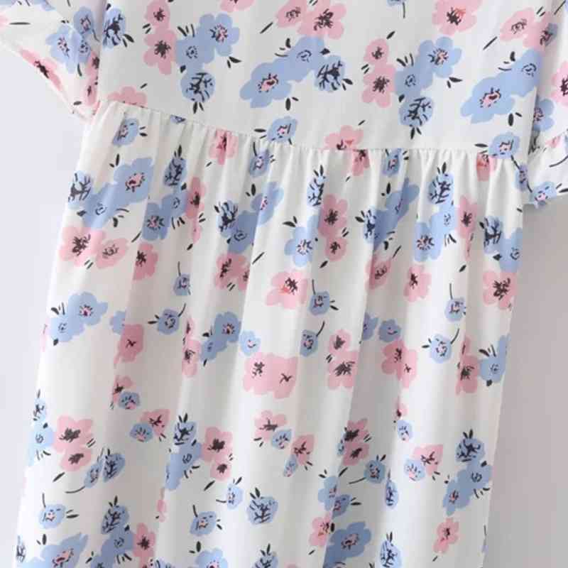 Summer Women Floral Print V Neck Mini Dress Female Butterfly Sleeve Clothes Casual Lady Loose Vestido D7763 210430Z