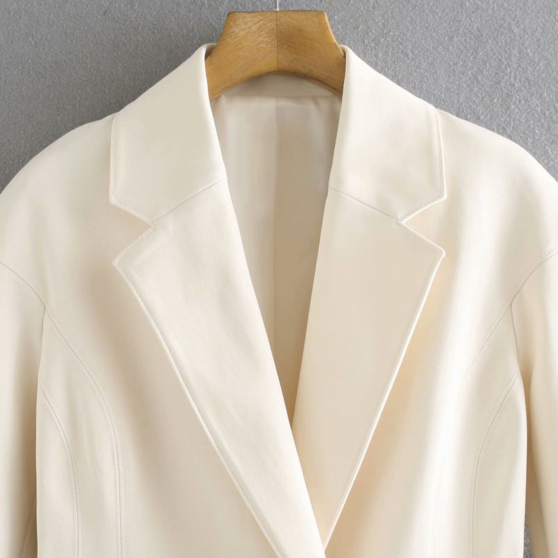 French Retro Women's Fall Slim Chic Jacket Korean Style Lapel Beige Occupation Female Coat Tops 210507