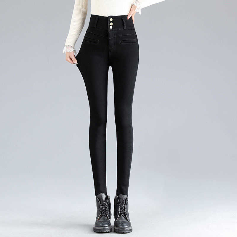 Plus size S5XL high waist Stretch jeans women slim skinny Streetwear Pencil denim pants Spring female Washed big 210922