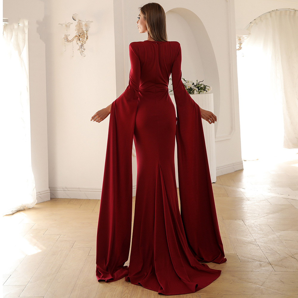 Sexy White Mermaid Evening Dresses Long Sleeves 2021 Simple Satin Hollow Out Elegant Autumn Winter Pageant Dress Prom Party Gowns