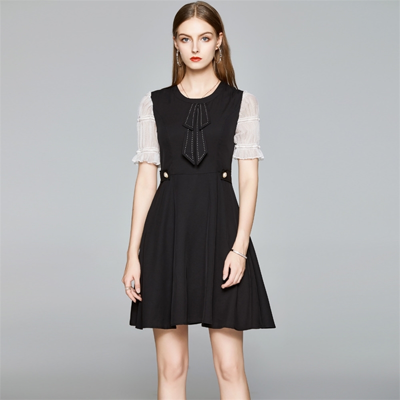 Fashion Elegant Mesh Patchwork Slim Summer Dress Women Short Sleeve Bow Black Dresses Vestidos 210520, Photo color
Fashion Elegant Mesh Patchwork Slim Summer Dress Women Short Sleeve Bow Black Dresses Vestidos 210520, Photo color