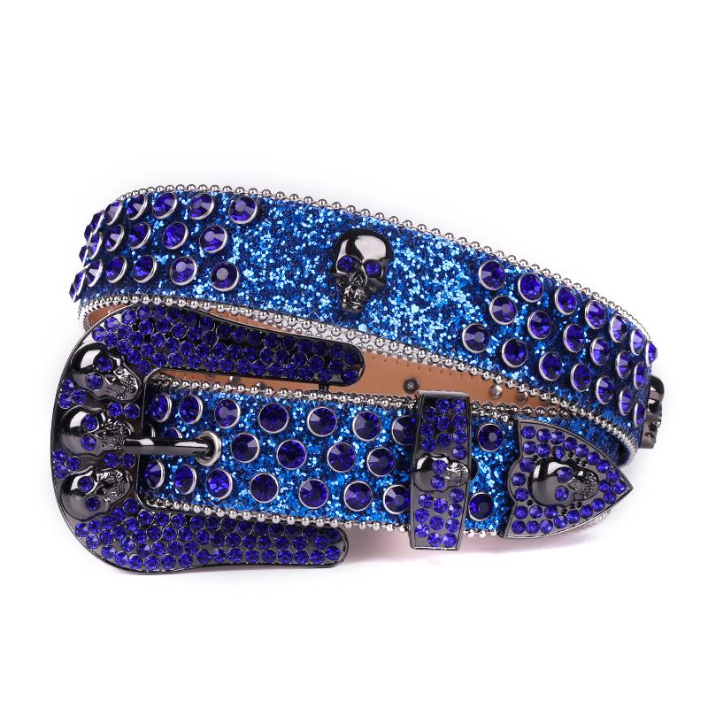 Belts Blue Skull Rhinestone Belt Western Cowboy Sparkle Men PU Leather Designer Diamond Studded For Women Cinto, Black
Belts Blue Skull Rhinestone Belt Western Cowboy Sparkle Men PU Leather Designer Diamond Studded For Women Cinto, Black