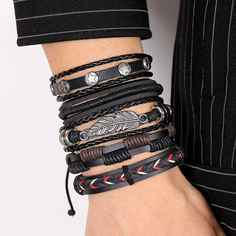DAXI Mens Leather Bracelet Bracelets For Men Vintage Braclets Handmade Feather Leaf Bracelet Men Jewelry Adjustable Bracelet Set
DAXI Mens Leather Bracelet Bracelets For Men Vintage Braclets Handmade Feather Leaf Bracelet Men Jewelry Adjustable Bracelet Set