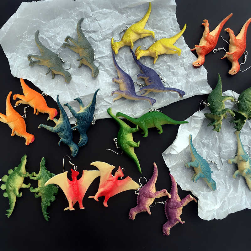 DIY Dinosaur Funny Earrings for Women Teens Girls Fashion Unusual Geometry Earrings Gothic Aesthetic Weird Party Earring Jewelry Y0709