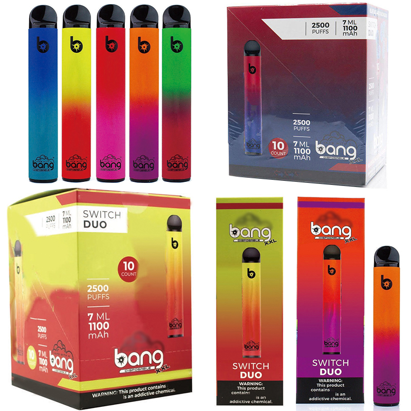 Bang XXL Switch Duo Disposable E cigarettes 2500 Puffs Vape Pen 7ml Pre-Filled Cartridge Oil Pods 1100mAh Battery Vaporizers flum delta 8 air bar max
Bang XXL Switch Duo Disposable E cigarettes 2500 Puffs Vape Pen 7ml Pre-Filled Cartridge Oil Pods 1100mAh Battery Vaporizers flum delta 8 air bar max