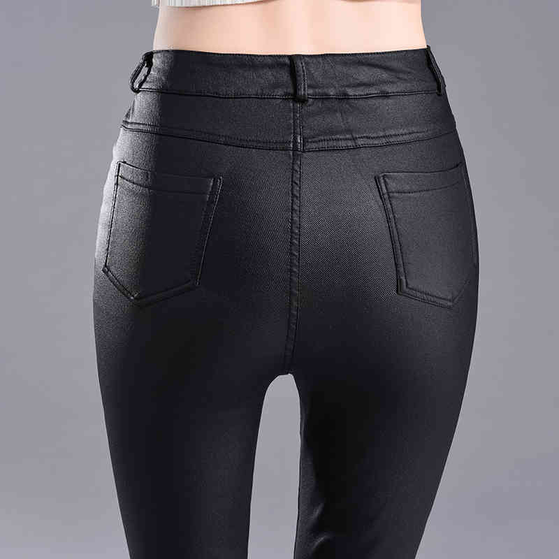 Slim Long PU Leather Trousers Autumn Women High Waist Stretch Leggings Sexy Bodycon Casual Pencil Pants 7367 50 210506