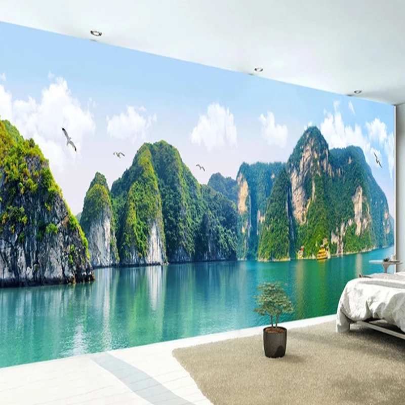 Custom Wallpaper 3D Stereo Mountains Rivers Landscape Scenery Murals Living Room Bedroom Study Classic Background