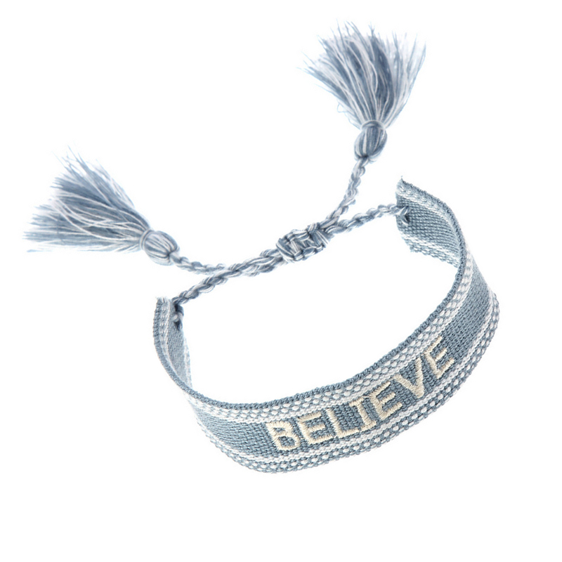 Women Girl Braided Tassel Bracelet Boho Style Embroidery Letters Bracelets for Gift Party Fashion Jewelry Accessories