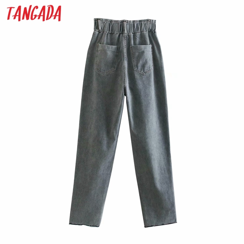 Women High Waist Strethy Overlength Jeans Trousers Pockets Zipper Female Denim Pants 4M03 210416