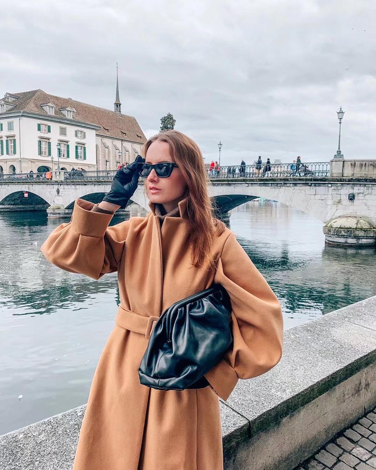 Autumn Winter Oversize Trench Women Jacket Tie Bow Sashes Woolen Puff Sleeve Long Coat With Belt Tops Outerwear 210429