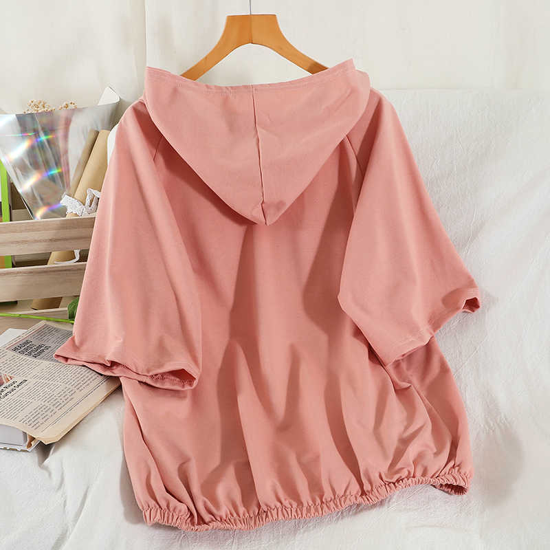 DEAT Women Hooded Collar Sweater Drawstring Shorts Arrivals Two Piece Set Fashion Temperament Spring Summer 11D841 210709