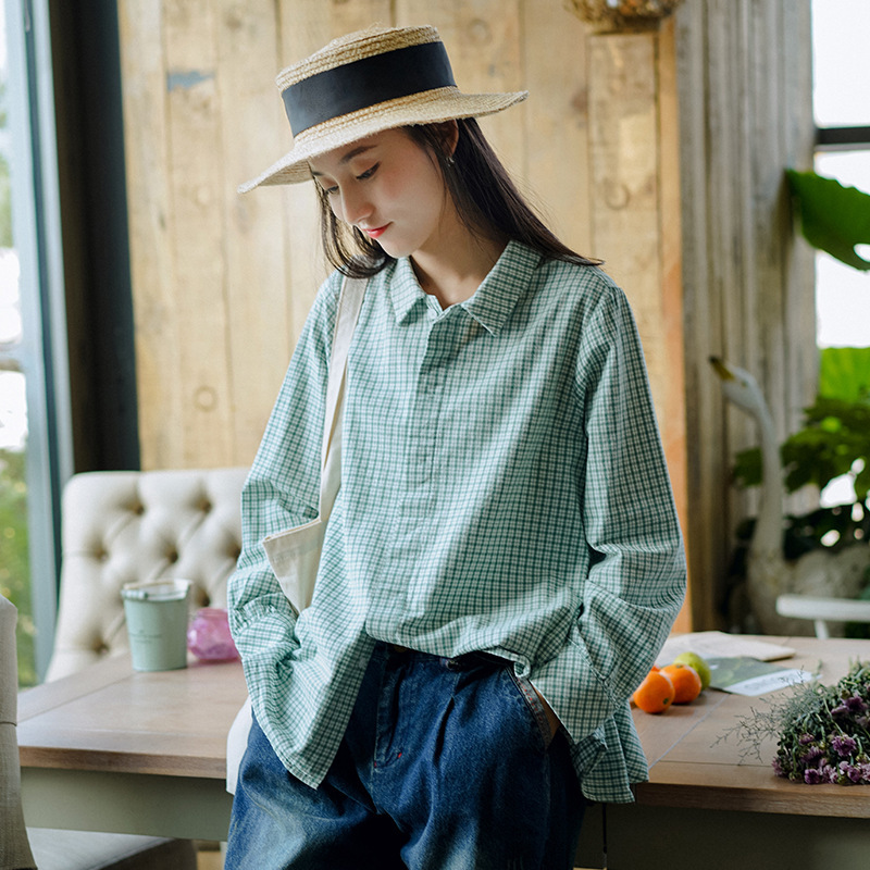 Johnature Women Plaid Cotton Shirts Autumn Casual Blouses Turn-down Color Long Sleeve Sweet Mori Girl Korean Style Shirts 210521, Pink
Johnature Women Plaid Cotton Shirts Autumn Casual Blouses Turn-down Color Long Sleeve Sweet Mori Girl Korean Style Shirts 210521, Pink