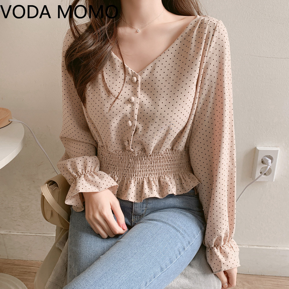 Vintage V-neck Flare long Sleeve Polka Dot Women Blouse Shirts Elegant Slim Waist Ruffles Female Blouse blusas Plus size, Khaki
Vintage V-neck Flare long Sleeve Polka Dot Women Blouse Shirts Elegant Slim Waist Ruffles Female Blouse blusas Plus size, Khaki