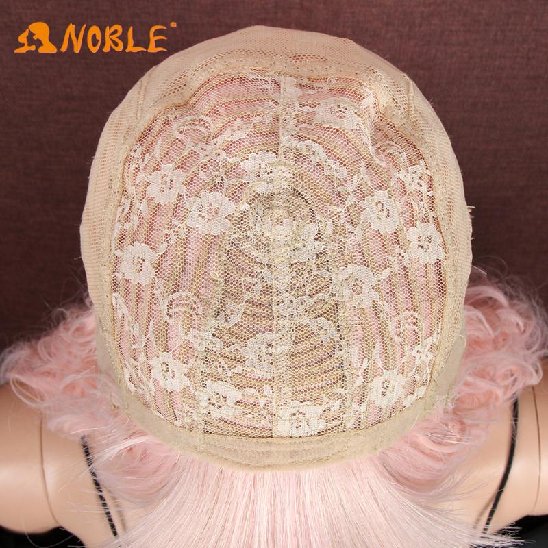 Synthetic Wigs Noble Girl With Bangs Pink Color Wig Short Wavy Ombre Heat Resistant Hair For Women