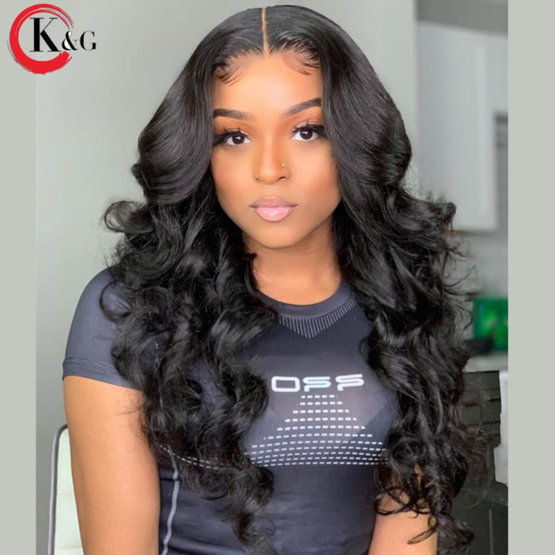 Lace Wigs KUNGANG Highlight T-part Front Human Hair Wave 150% Density With Baby Brazilian Middle women wigs