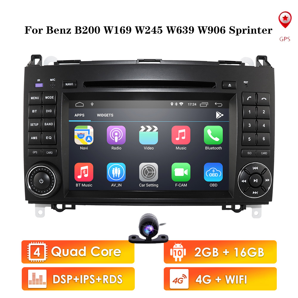 

HD 2din Car DVD GPS Head unit for Mercedes Benz B200 A B Class W169 W245 Viano Vito W639 Sprinter W906 4GBluetooth Radio Android