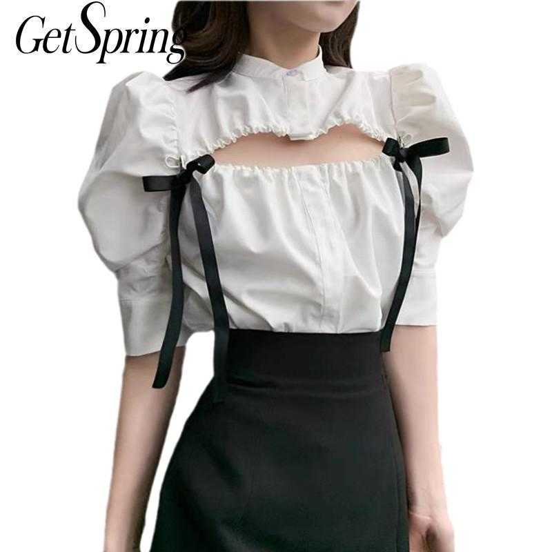 GetSpring Women Blouse Lace Up Stitching Hollow Out Shirt Cotton White Shirts Puff Sleeve Vintage Summer Tops Fashion 210601
GetSpring Women Blouse Lace Up Stitching Hollow Out Shirt Cotton White Shirts Puff Sleeve Vintage Summer Tops Fashion 210601