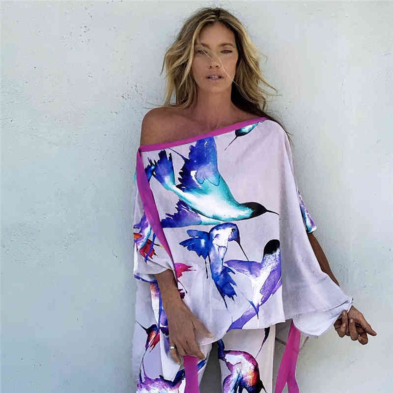 Sexy Tiger Striped Leopard One Shoulder Bikini Cover-ups Plus Size Summer Clothes For Women Beach Wear Swim Suit Cover Up A867 210420